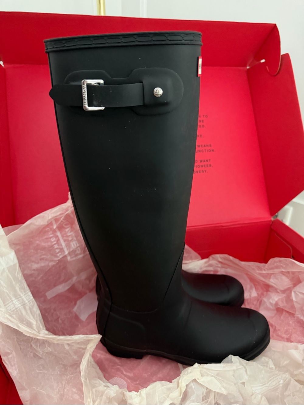 NIB Hunter Women’s Original Tall Rain Boots – Black – US 8 / EU 39 - Picture 6 of 9